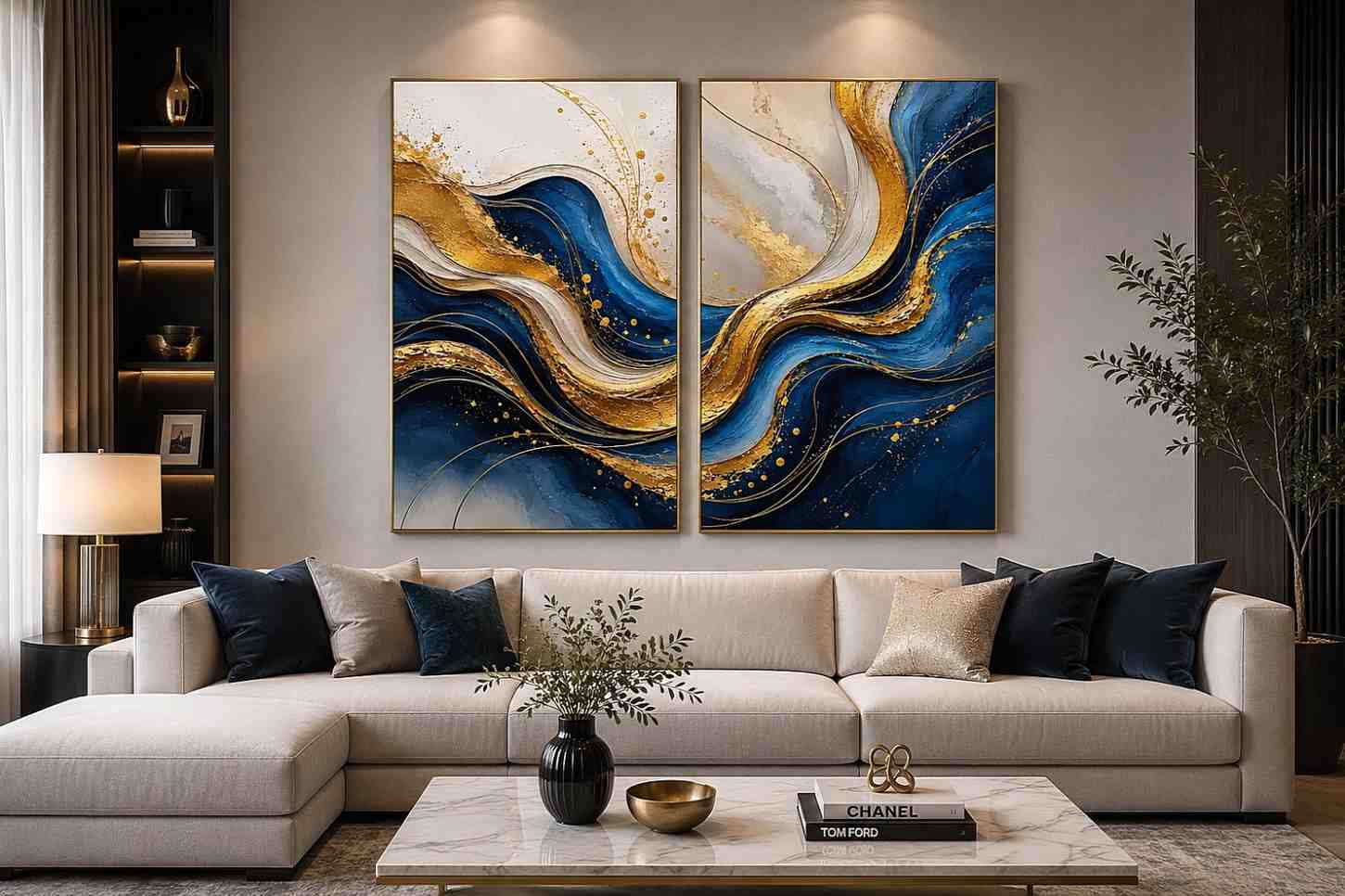  Gold Blue Abstract Waves 