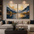2 piece wave abstract wall art