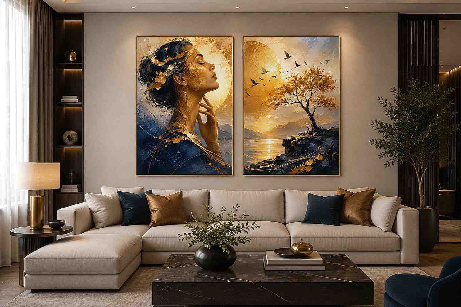 Golden Reverie 2 Piece Art Set