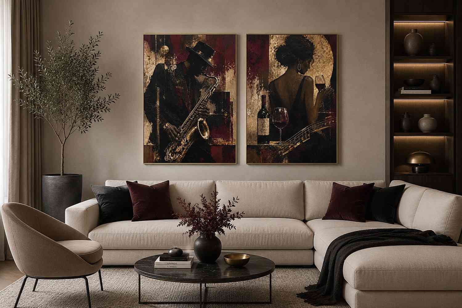 Crimson Jazz 2 Piece Art Set