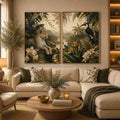 Tropical Leopard Jungle Diptych Wall Art 2 Piece Art Set