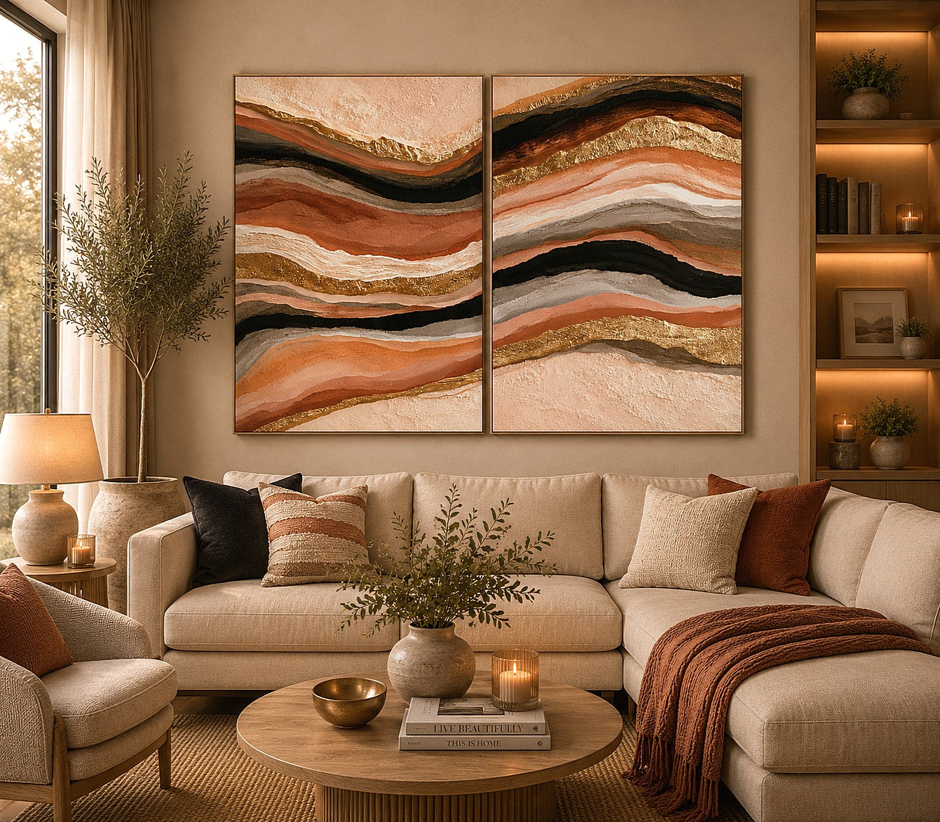 Terracotta Drift 2 Piece Art Set