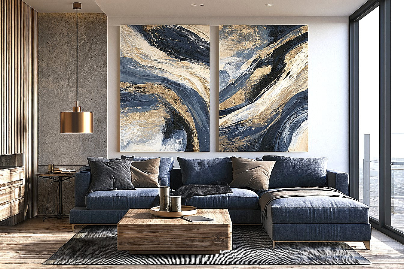 Indigo Current 2 Piece Art Set