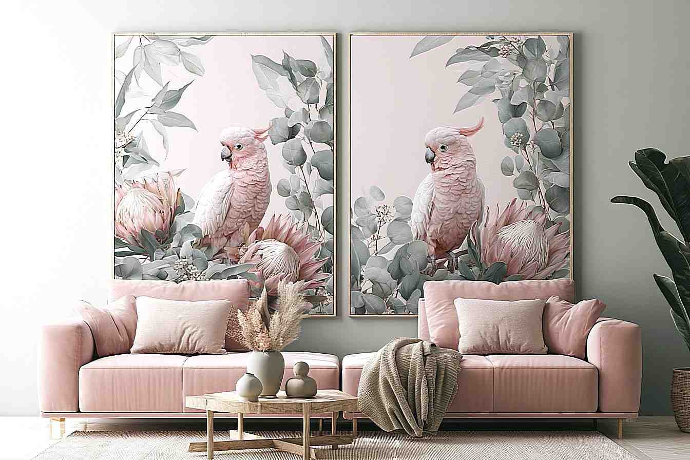 Rose Cockatoo Garden 2 Piece Art Set