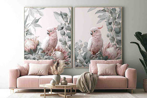 Rose Cockatoo Garden 2 Piece Art Set