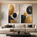 2 Panel Geometric Circle Art 