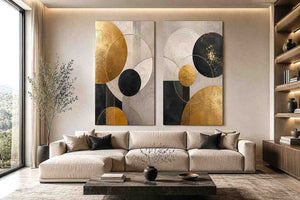 2 Panel Geometric Circle Art
