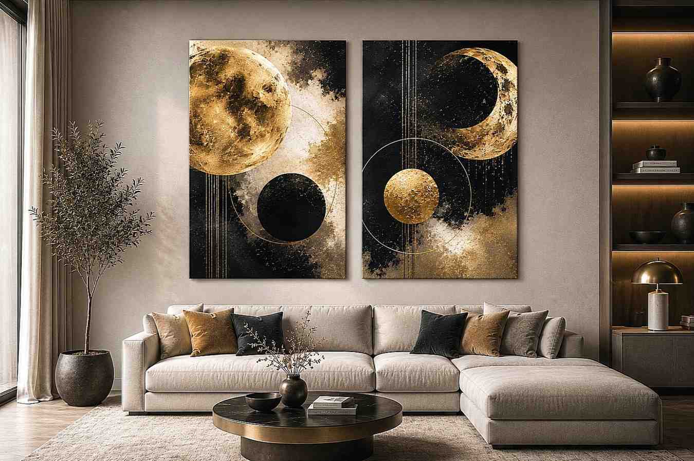 2 Panel Golden Moon 
