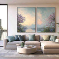 Pink Cockatoo Tropical Floral Diptych Wall Art