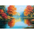 autumn lake reflection canvas art