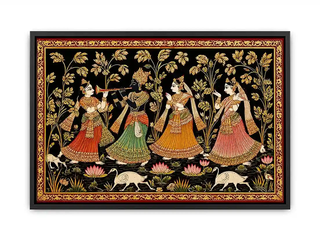 Krishna Raas Leela traditional Indian painting canvas Canvas Print
