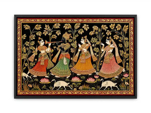 Krishna Raas Leela traditional Indian painting canvas Canvas Print