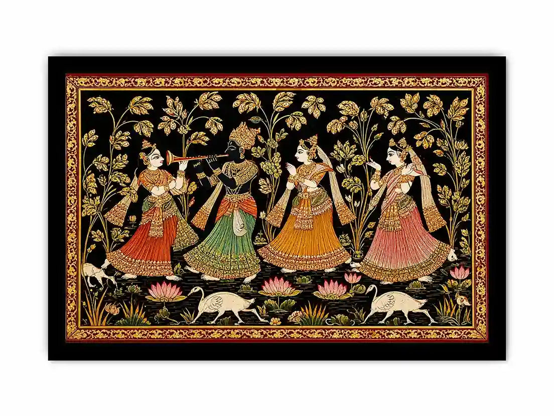 Krishna Raas Leela traditional Indian painting canvas Canvas Print