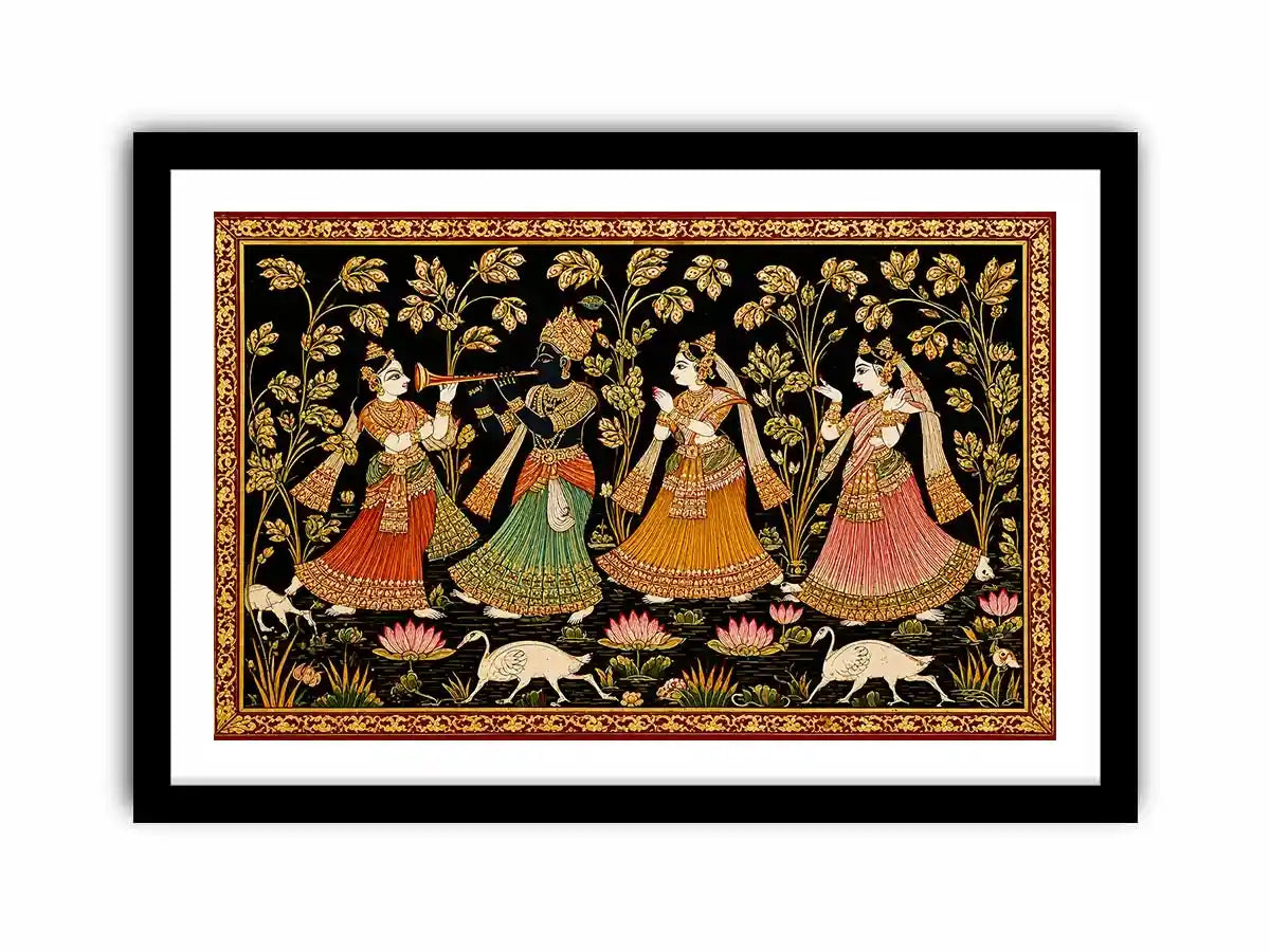 Krishna Raas Leela traditional Indian painting canvas Canvas Print