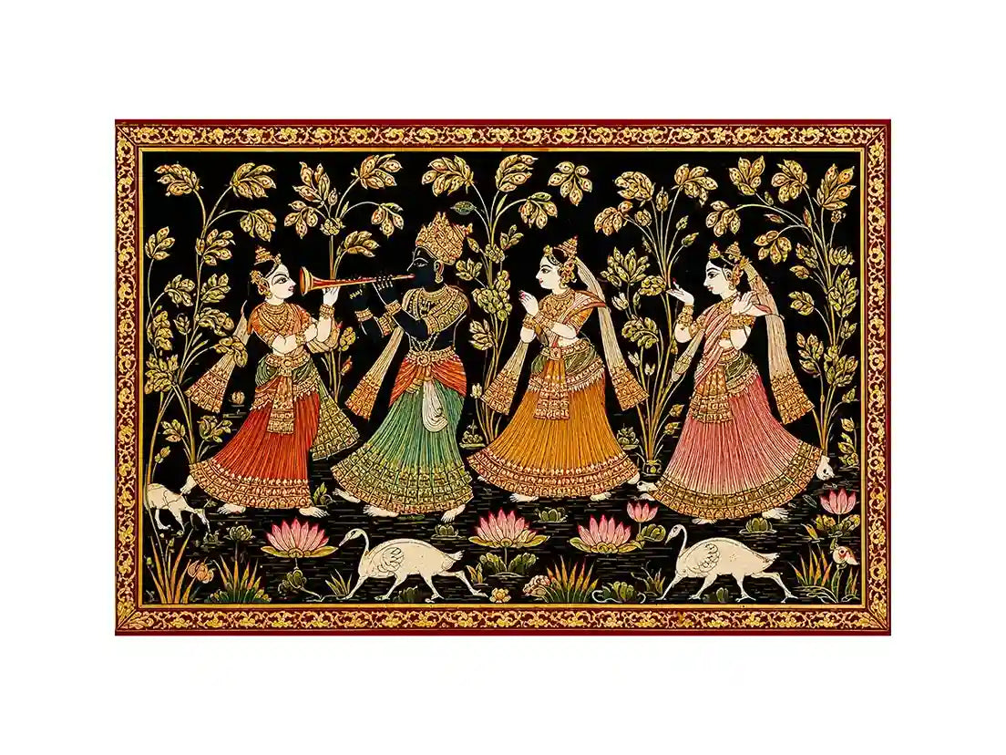 Krishna Raas Leela traditional Indian painting canvas Canvas Print