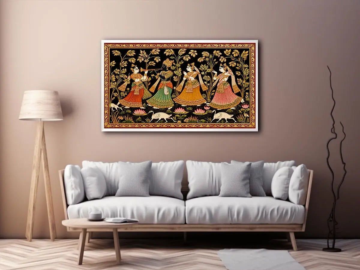 Krishna Raas Leela traditional Indian painting canvas Canvas Print