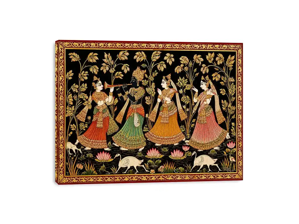 Krishna Raas Leela traditional Indian painting canvas Canvas Print