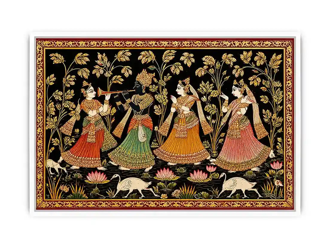 Krishna Raas Leela traditional Indian painting canvas Canvas Print