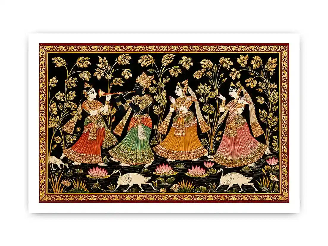 Krishna Raas Leela traditional Indian painting canvas Canvas Print