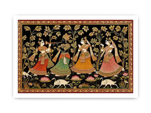 Krishna Raas Leela traditional Indian painting canvas Canvas Print