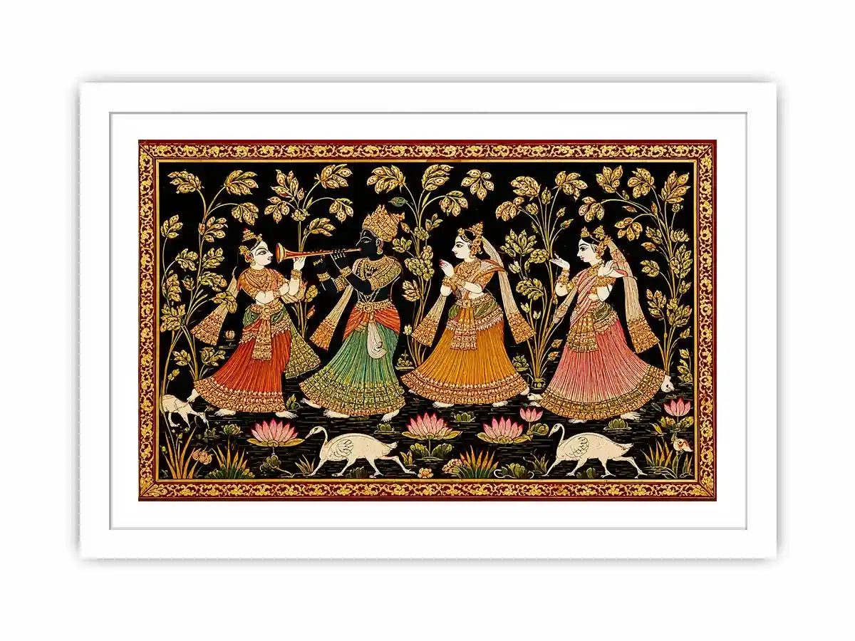 Krishna Raas Leela traditional Indian painting canvas Canvas Print