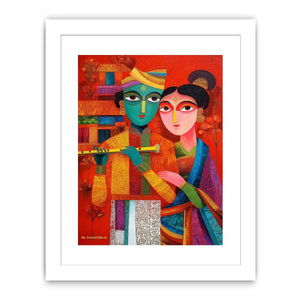 Krishna Raas Leela lotus painting traditional Indian canvas Canvas Print