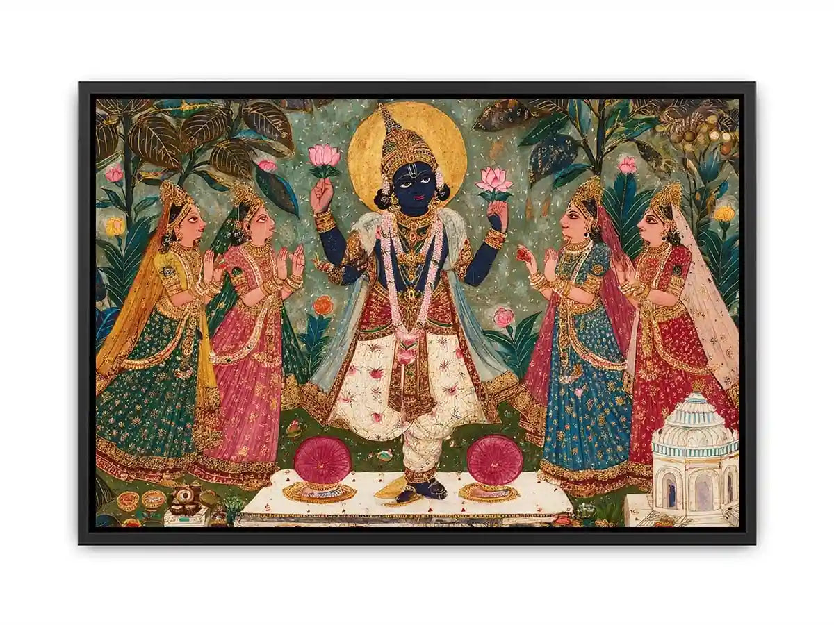 Krishna devotional traditional Indian painting canvas Canvas Print
