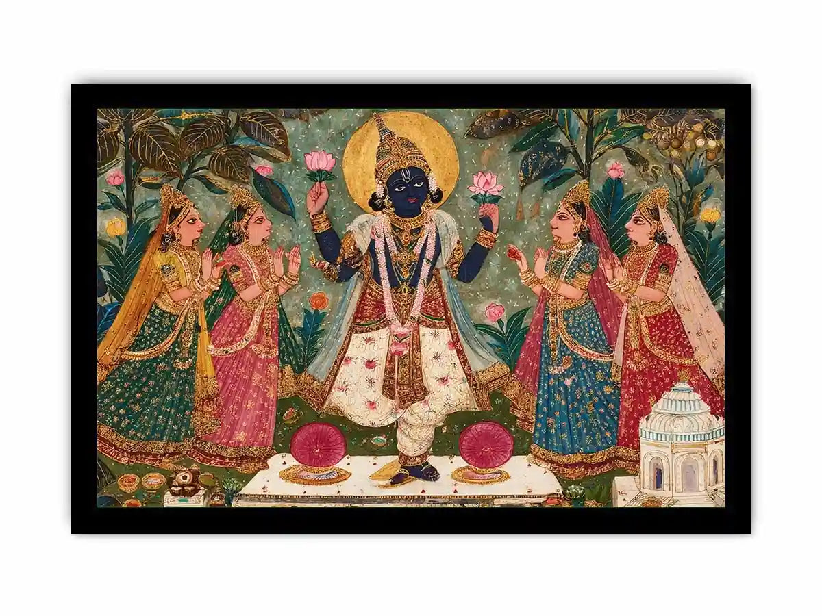 Krishna devotional traditional Indian painting canvas Canvas Print