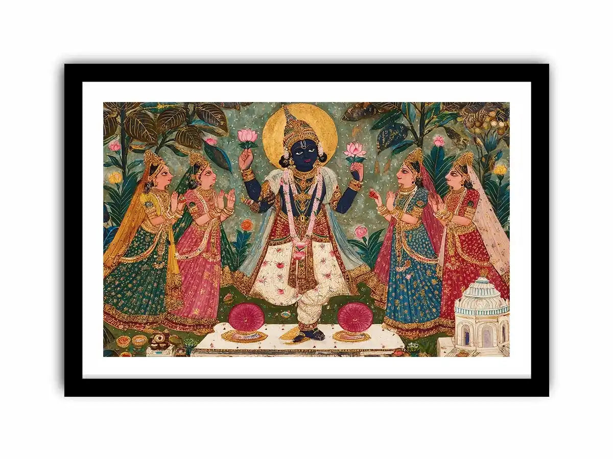 Krishna devotional traditional Indian painting canvas Canvas Print