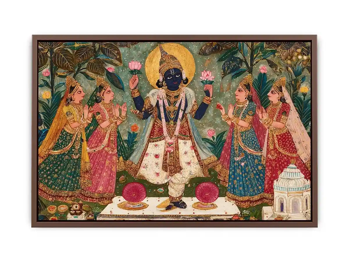 Krishna devotional traditional Indian painting canvas Canvas Print
