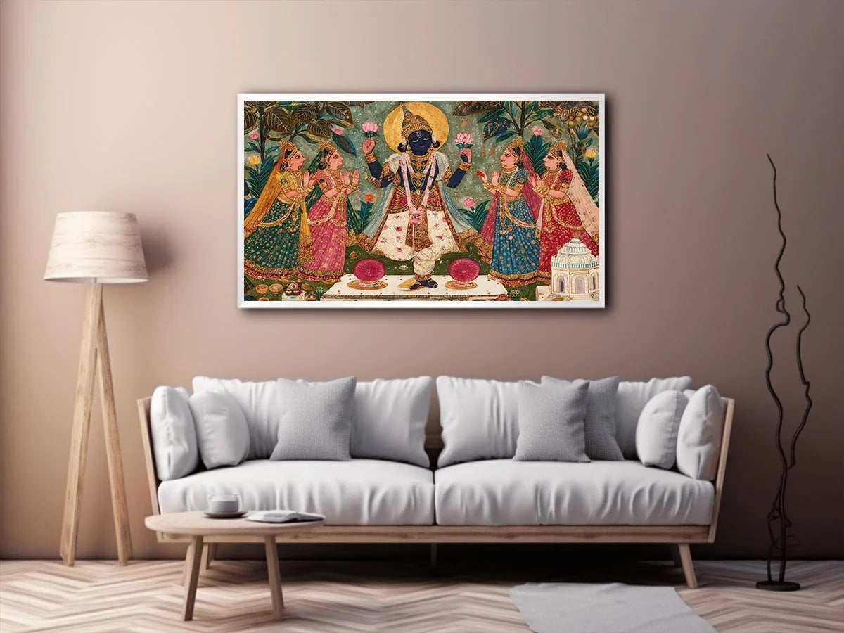 Krishna devotional traditional Indian painting canvas Canvas Print