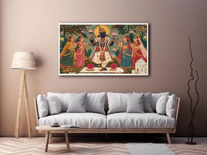 Krishna devotional traditional Indian painting canvas Canvas Print