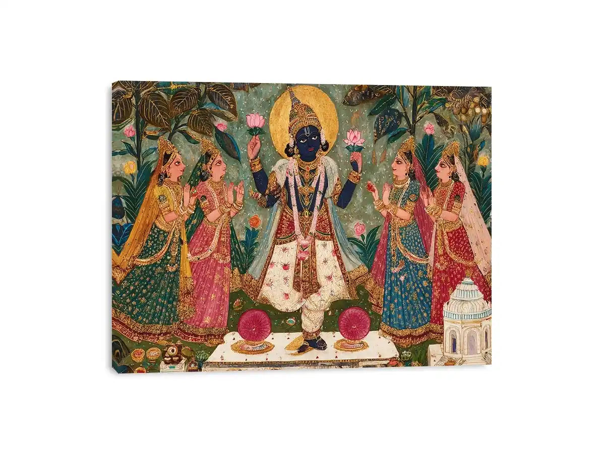 Krishna devotional traditional Indian painting canvas Canvas Print