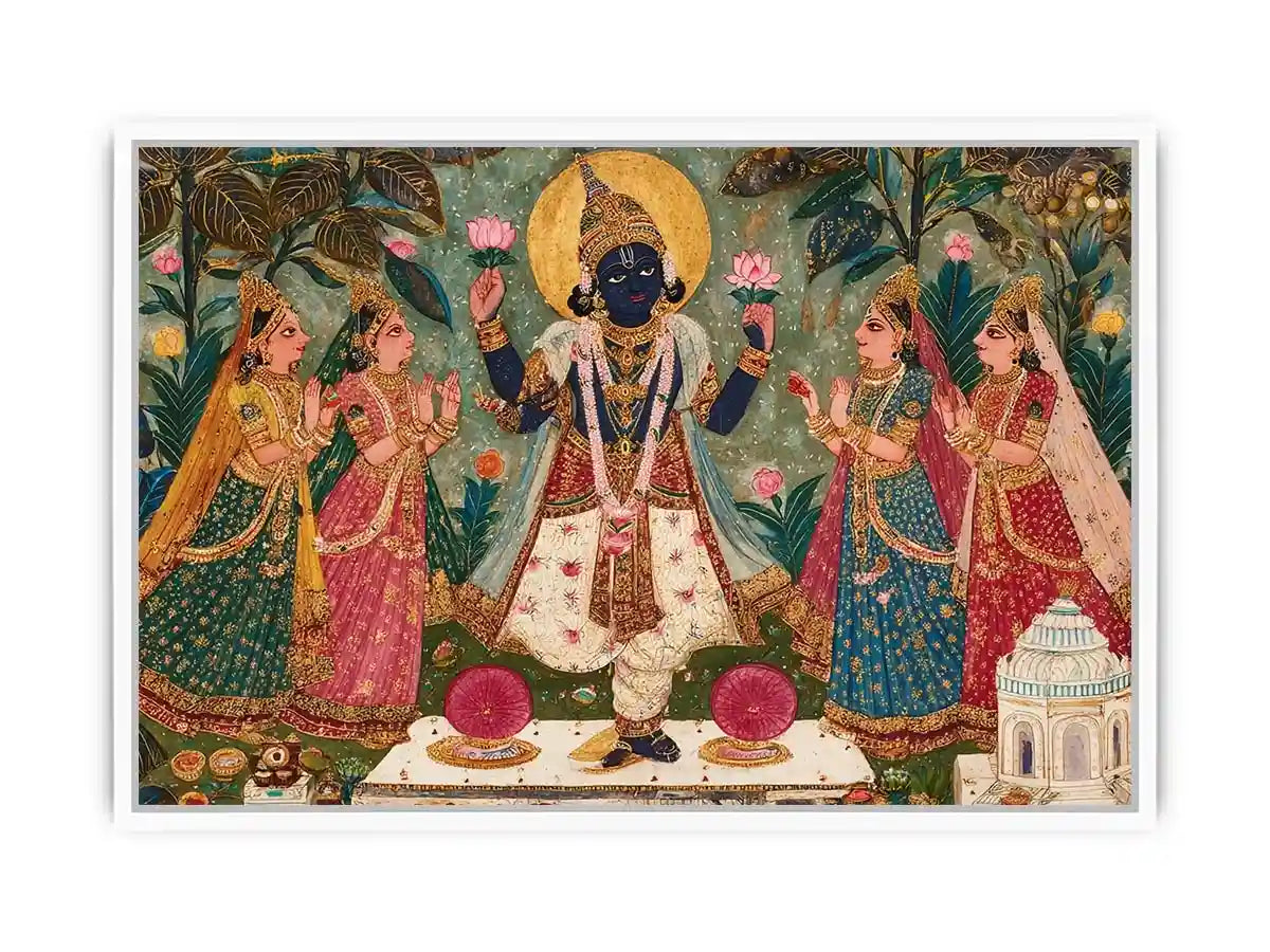 Krishna devotional traditional Indian painting canvas Canvas Print
