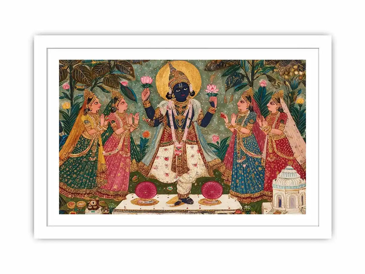 Krishna devotional traditional Indian painting canvas Canvas Print