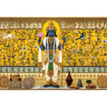 Traditional Hindu deity Canvas Print with lotus and floral gold detailing