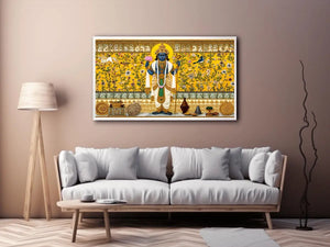 Traditional Hindu deity Canvas Print with lotus and floral gold detailing