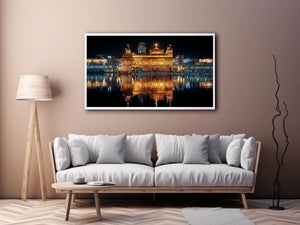 Golden Temple painting Amritsar reflection water Sikh temple spiritual Canvas Print canvas