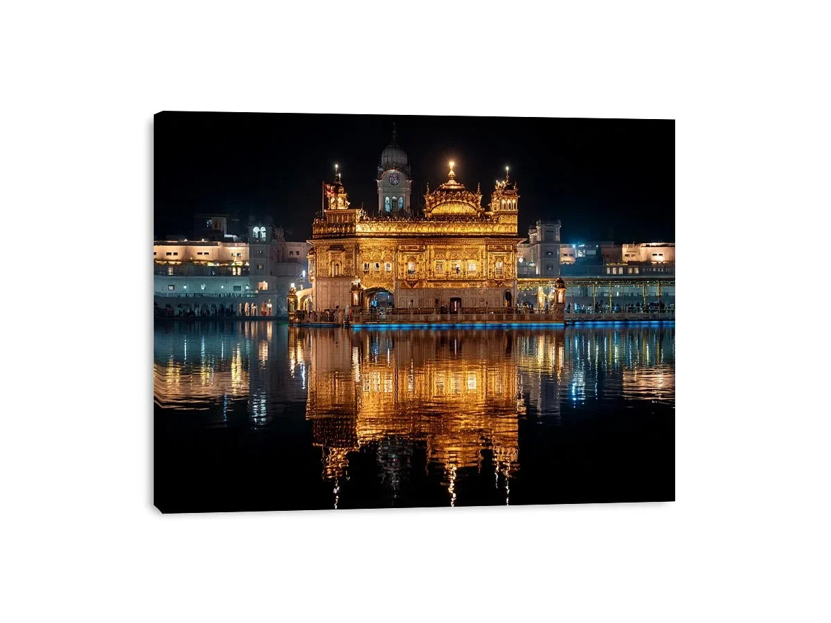 Golden Temple painting Amritsar reflection water Sikh temple spiritual Canvas Print canvas