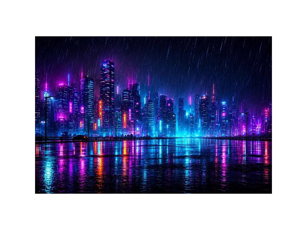   cyberpunk skyline canvas art living room