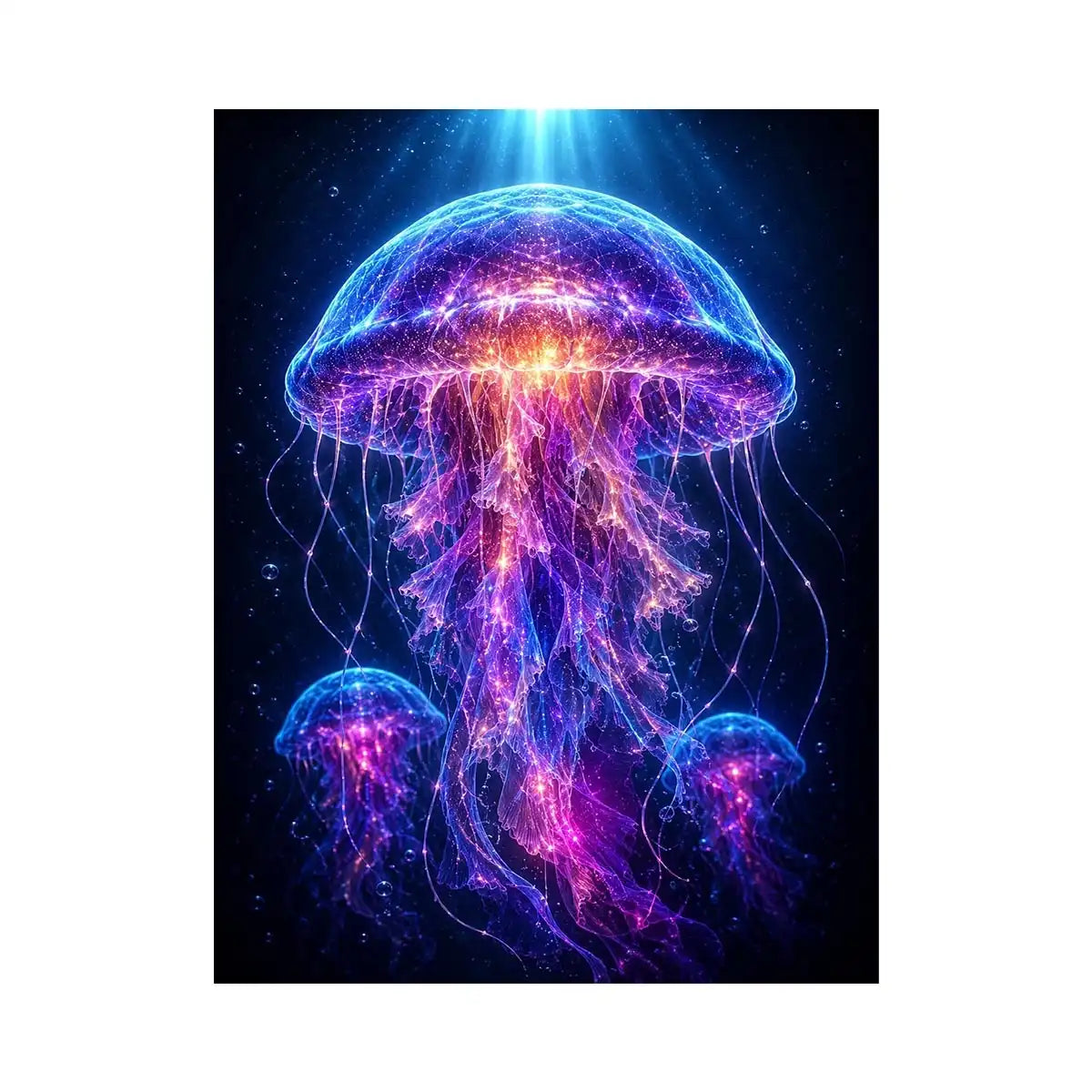  glowing jellyfish modern canvas art