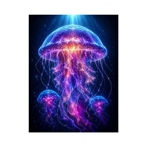   glowing jellyfish modern canvas art