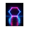  futuristic neon hexagon modern canvas art