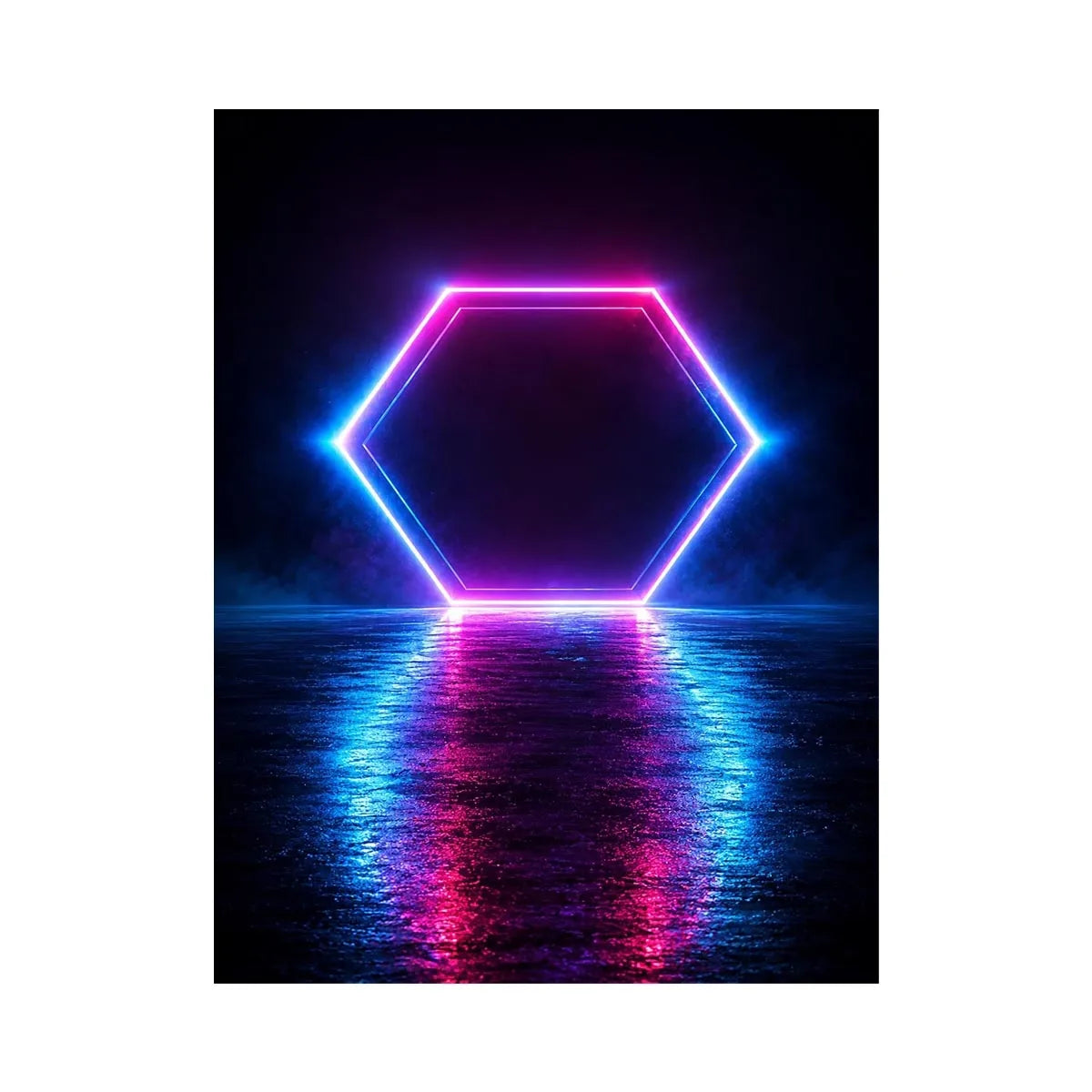   futuristic neon hexagon modern canvas art