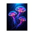   three glowing jellyfish modern canvas art