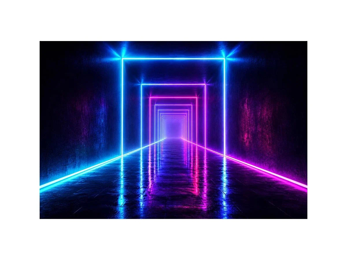   neon tunnel hallway modern canvas art