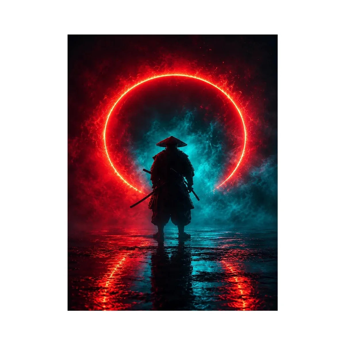   cyberpunk samurai canvas art modern gaming room