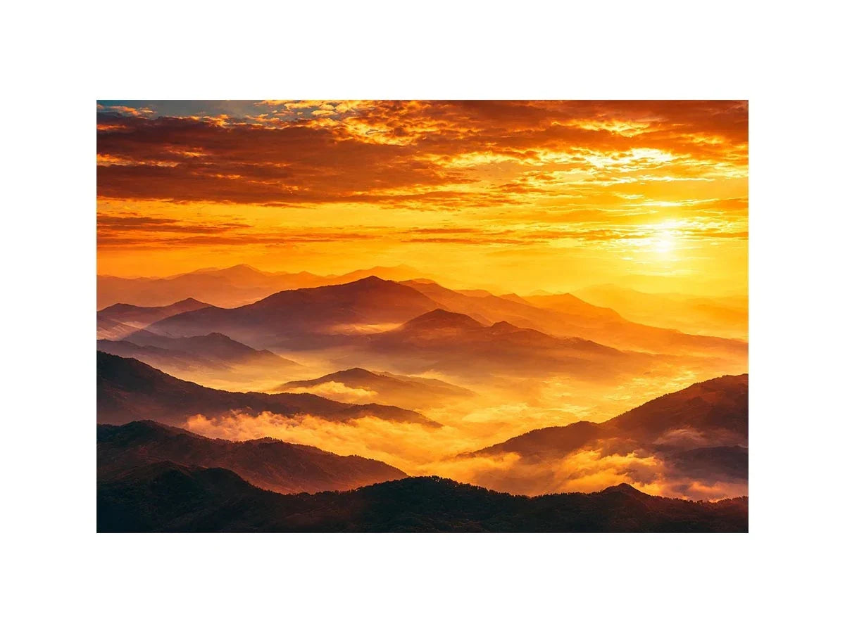   amber mountain glow canvas art