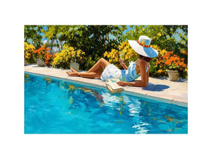   poolside woman luxury canvas art