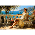   mediterranean woman coastal canvas print
